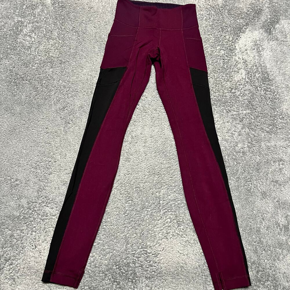Lululemon Leggings Womens XS 2 ? Avenue Maroon Hyper Stripe